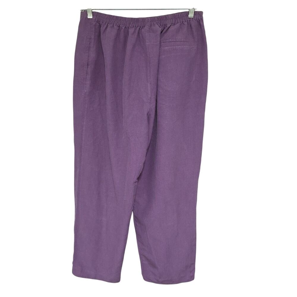 Dress Barn Women Sz 16W Purple Silk-Linen Pockets Highrise Lightweight Pants - Picture 2 of 10